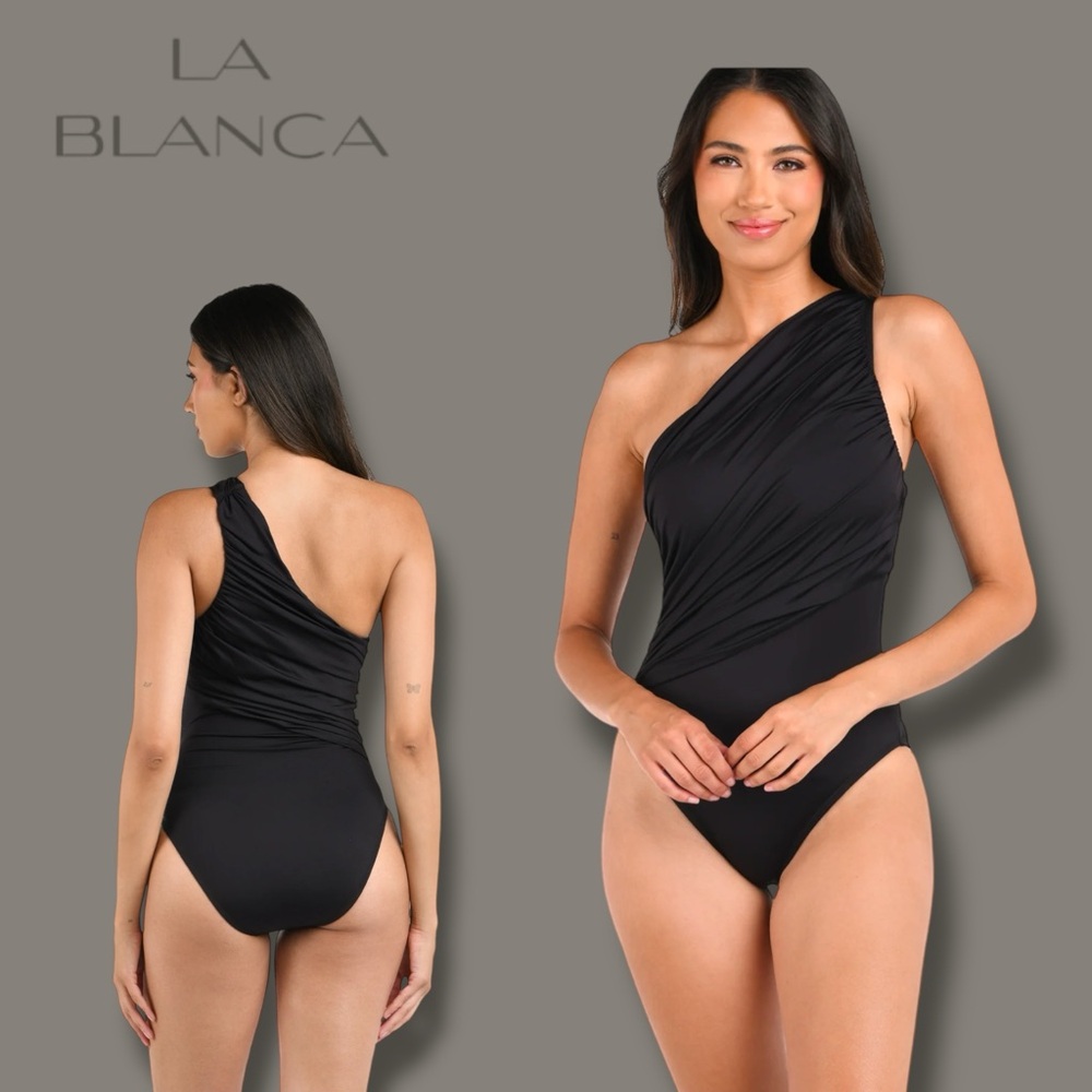 Island Goddess Shirred One shoulder Swimsuit  La Blanca *NWT*